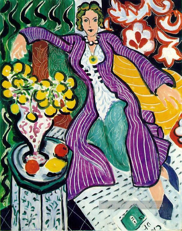 Femme au manteau violet Femme dans un fauvisme abstrait Purple Coat Henri Matisse Peintures à l'huile